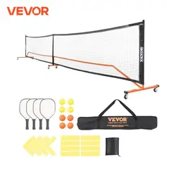 VEVOR Pickleball-Netz-Set, tragbares Pickleball-System in regulärer Größe mit Taschen, Bällen, Paddeln, Rädern und Spielfeldlinien, wetterbeständigem Metallrahmen und PE-Netz, für die Einfahrt im Hinterhof im Freien