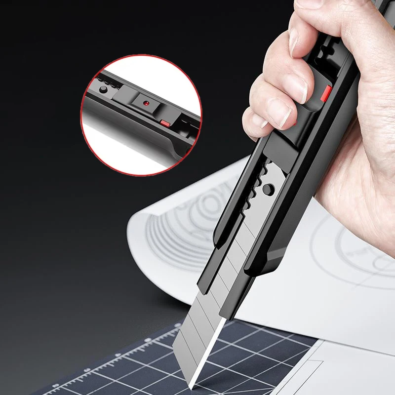 Multipurpose 18/9mm Retractable Utility Knife Self-Locking Design Box Opener Mini Cutting SK2 Thickened Blade Stationery