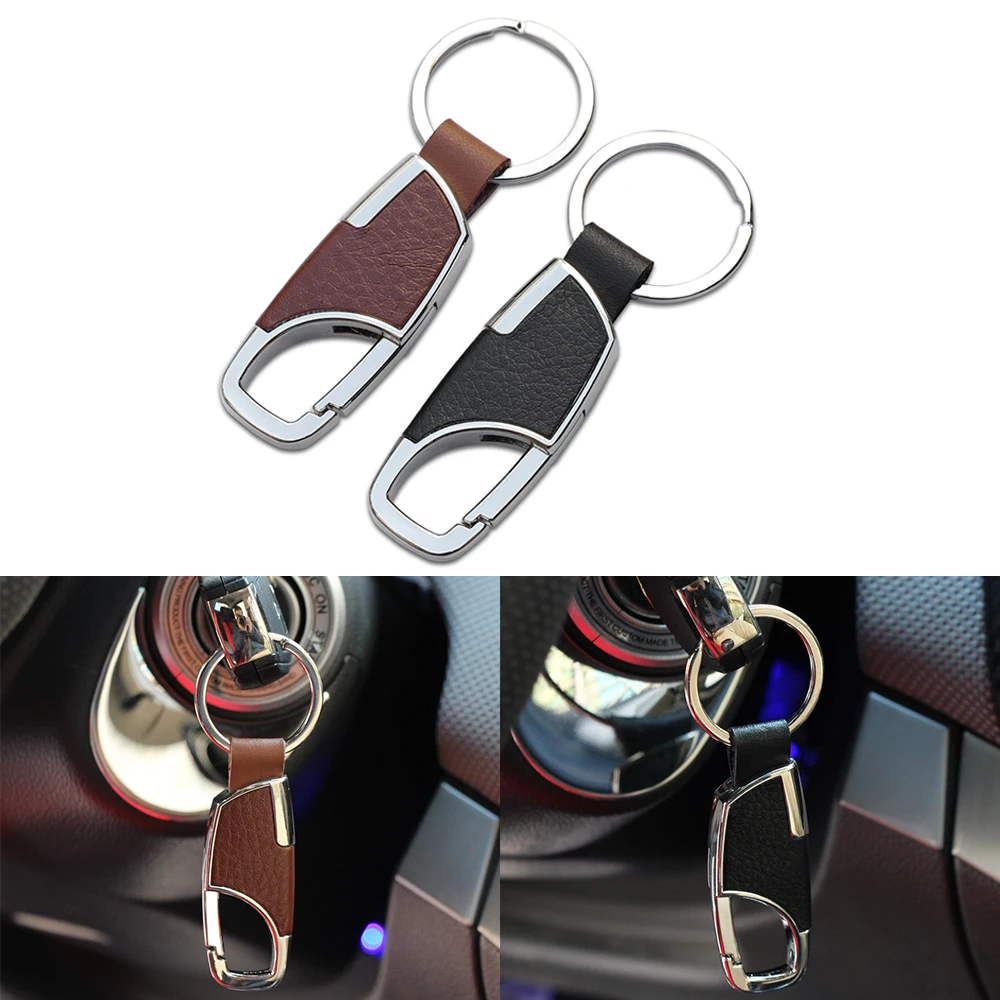 Car Styling Metal Head Layer Cowhide KeyChain for Nissan Teana X-Trail Qashqai Livina Sylphy Tiida Sunny March Murano Geniss Juk