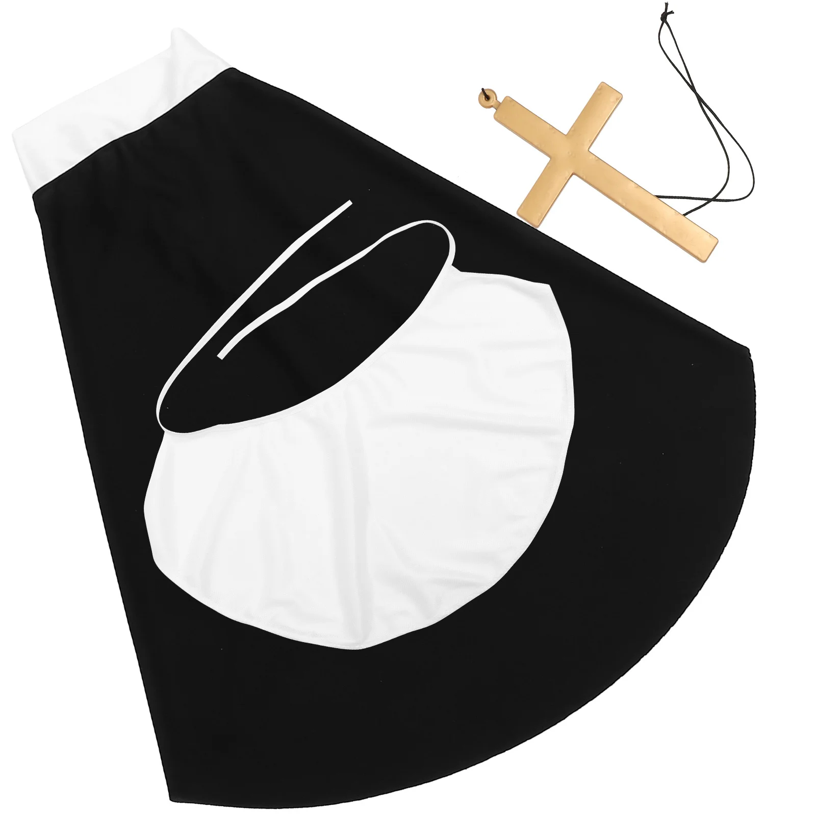 

1Set Priest Costume Accessories Creative Halloween Head Wrap Neckerchief Cross Pendant Party Role Playing Prop