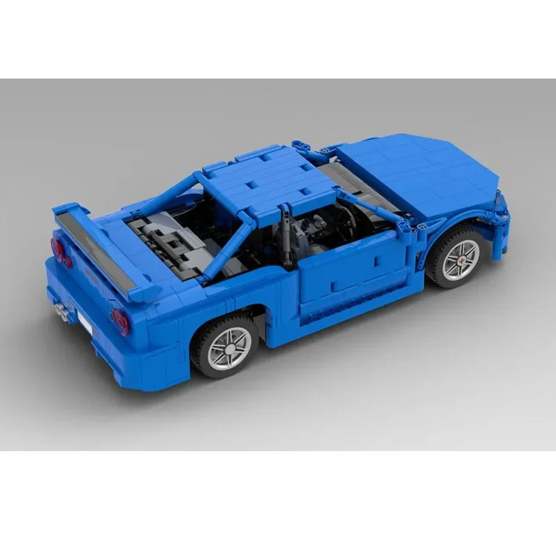 Building Blocks MOC-174789 Classic Car R34 (1:15) Black Racing Stitching Model 1095PCS Kids Puzzle Boy DIY Christmas Gift