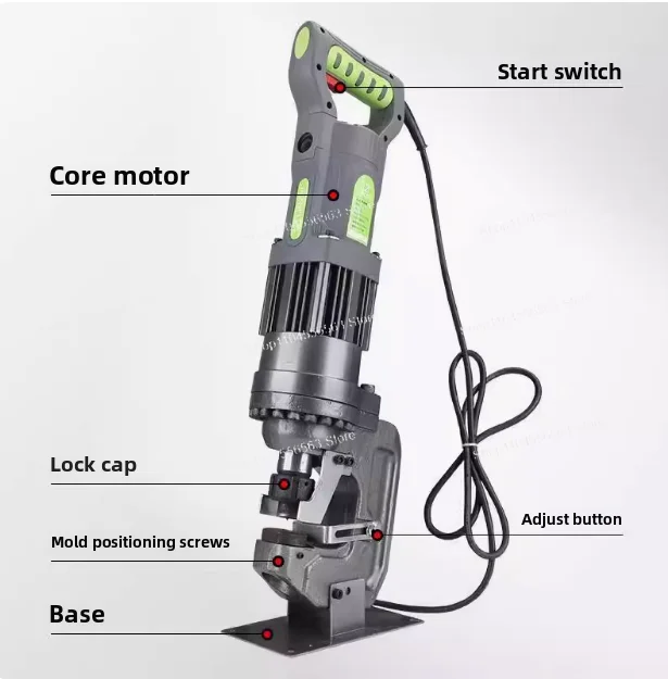 ماكينة ثقب هيدروليكية كهربائية 2000 وات زاوية قناة فولاذية خرامة فولاذية 3-12 مللي متر ماكينة ثقب لوحة حديد فولاذية محمولة سميكة