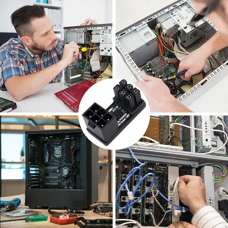 Kartu grafis 8 Pin konektor adaptor daya 6/8 Pin konektor papan kemudi 180 derajat adaptor bersudut adaptor GPU untuk Desktop