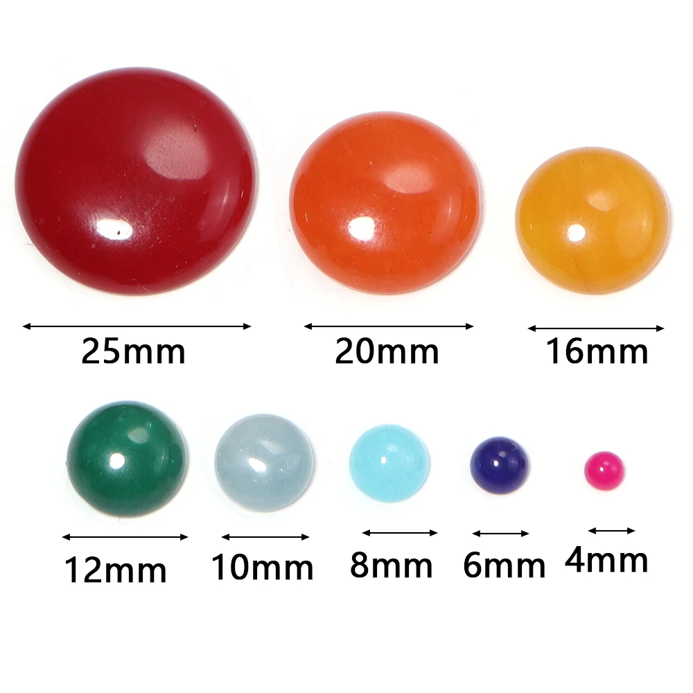 5-10pcs/lot Natural Stone Cabochons Colorful Round Flatback Jade Beads For Jewelry Making DIY Necklace Pendant Ring Accessories view 4