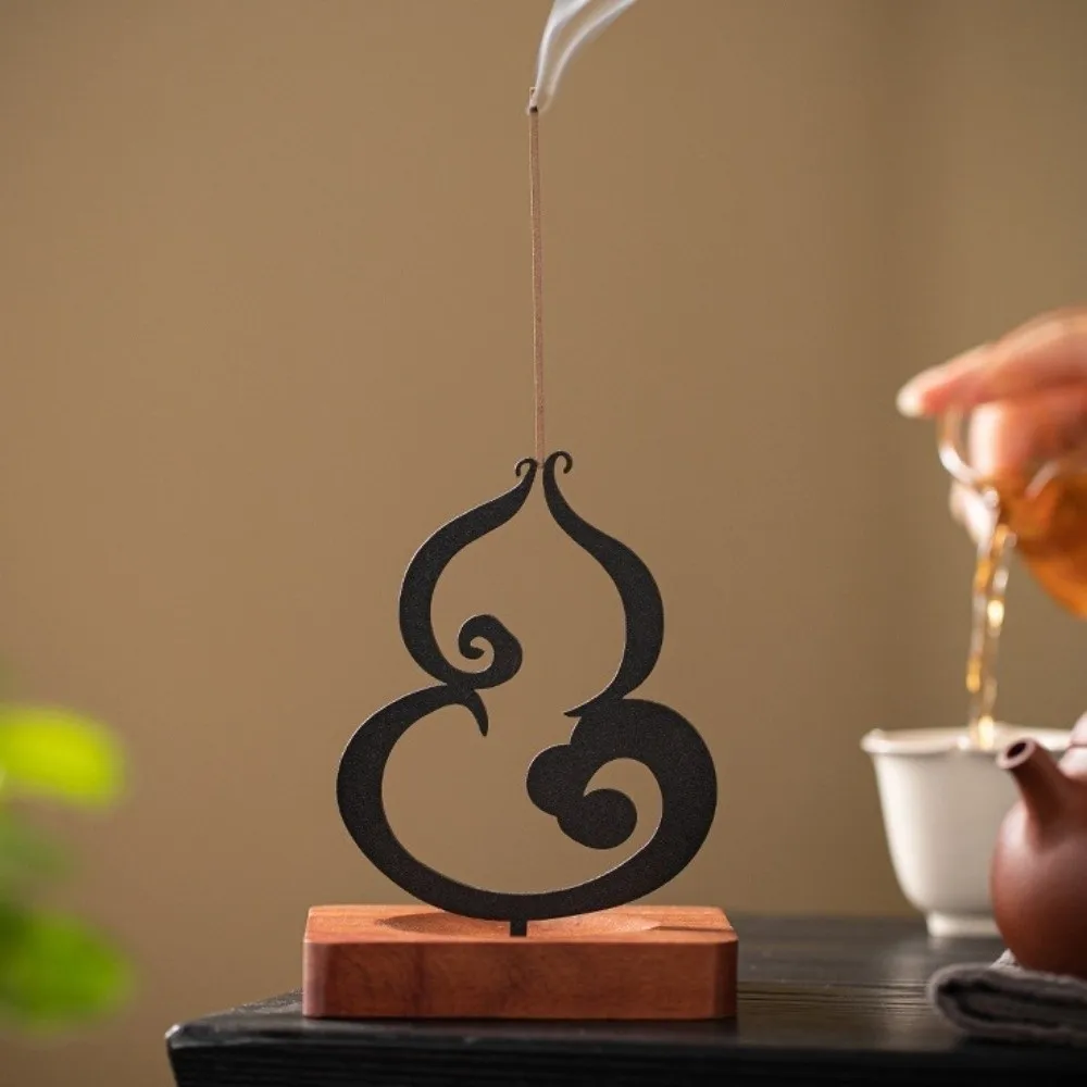 Gourd Incense Burner Mosquito Incense Plate Holder Anti-Ash Design Desktop Decor Sandalwood Storage Rack Wooden