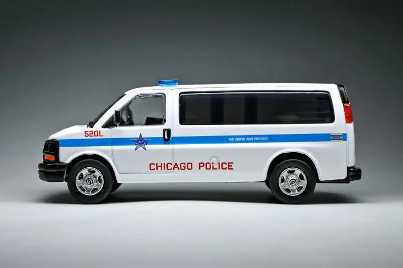 596 Model 1/64  Express VAN  Chicago Police Department painting Collection die-cast alloy car model display gift