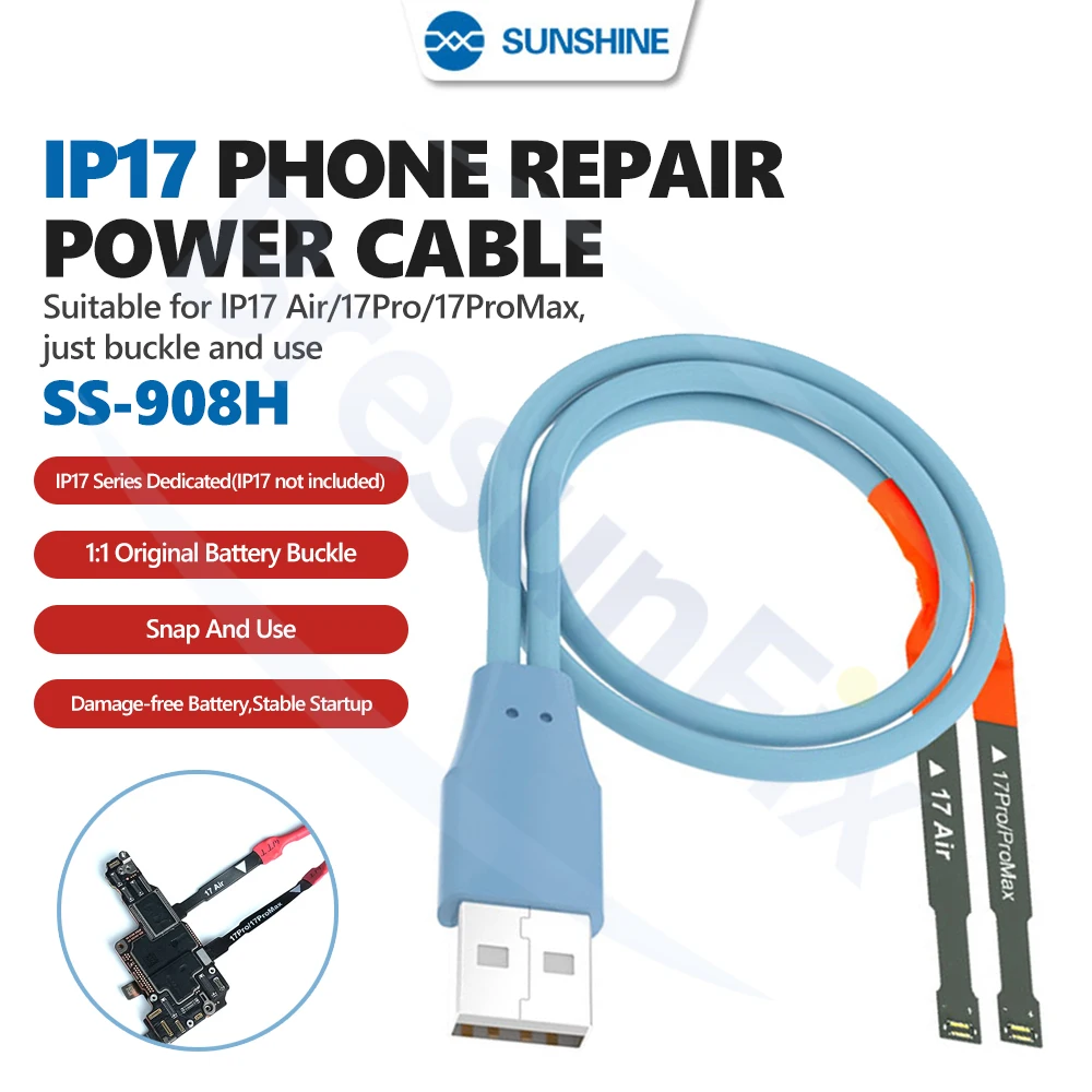 

SUNSHINE SS-908H IP17 Dedicated Power-On Cable for IPhone 17 Air/17 Pro/17 Pro Max Repair Battery-Safe Rapid Power-On Tool