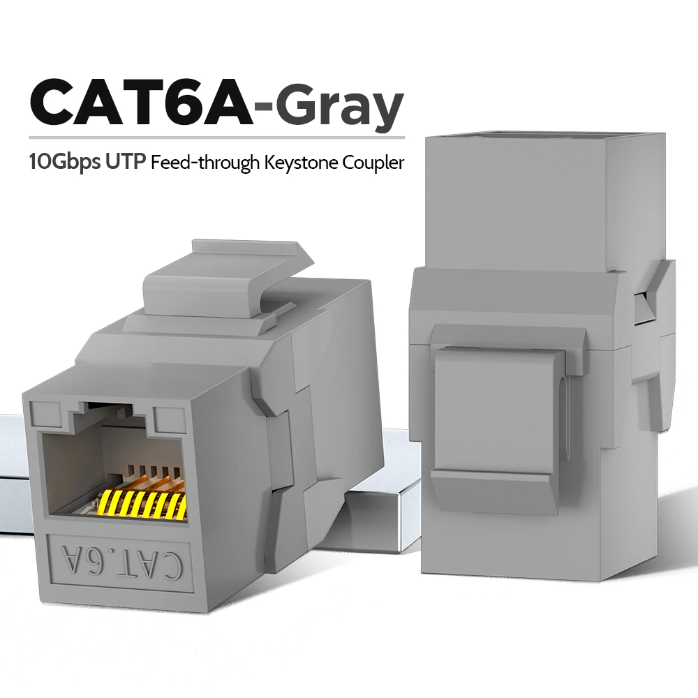 CAT6A RJ45 Inline-koppeling Keystone-aansluiting, AMPCOM RJ45 Cat6 CAT5E Rechte Keystone-module Extender Adapterkoppelingen