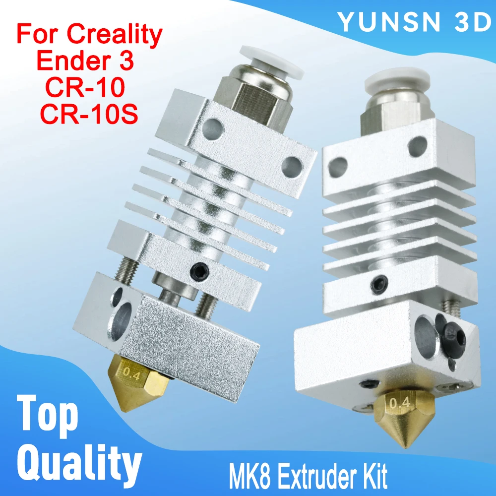 For Creality Ender 3 CR-10 CR-10S Upgrade Hotend Replacement MK8 Full Metal Extruder Heat Sink Kit 3D Printer Part 0.4mm Nozzle