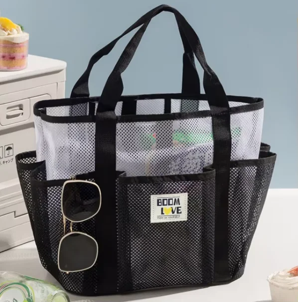 Large Capacity Handheld Mesh Gym Beach Tote Bag Portable Travel Swimming Storage Bag For Vacation Swimsuit Outdoor Use