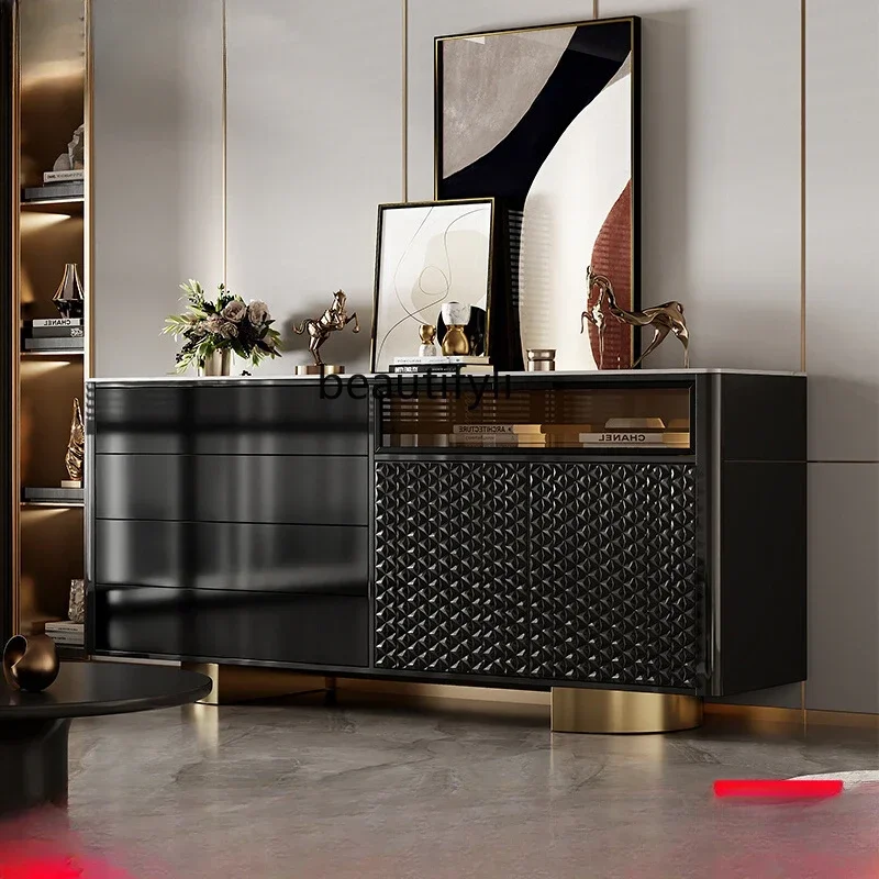 

Italian light luxury dining side tea cabinet foyer porch cabinet living room decorative paint cabinet