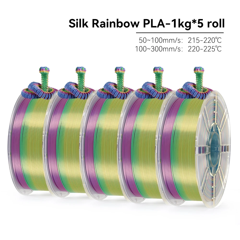 KEEPANG PLA Regenboog 3D-filament 1,75 mm 5 kg Zijde PLA-filament Meerkleurig Snel filament Kunststof Voor 3D-printer Materialen Netjes