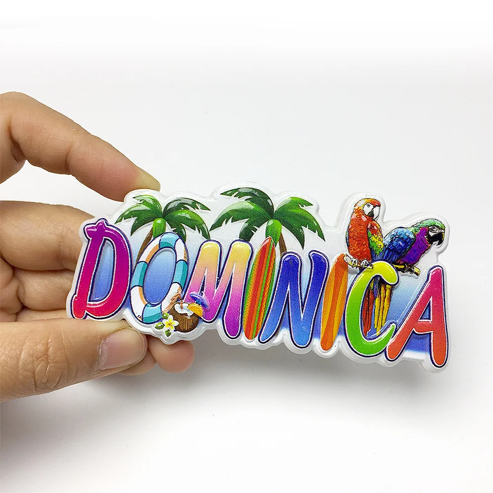 

Resin Dominic fridge magnets - Colorful parrot and coconut tree design - Magnetic decoration