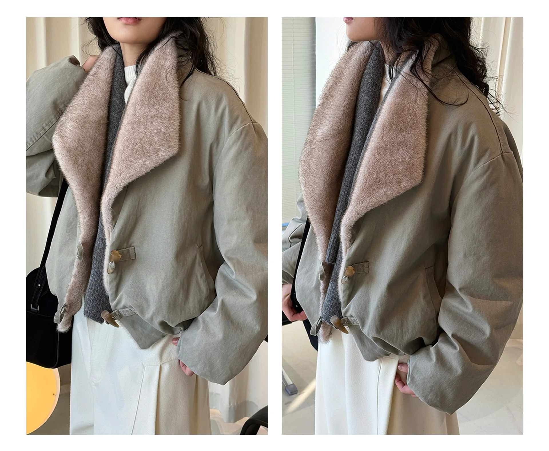SEIZPROJECTS Winter New Korean Style Fashionable Design Style Lapel Mink Fur down Jacket Comfortable Warm Jacket for Women