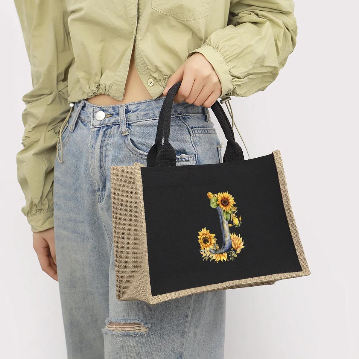 Sunflower letter hot stamping letter printed women's handbag with large capacity waterproof leisure commuting bag inside