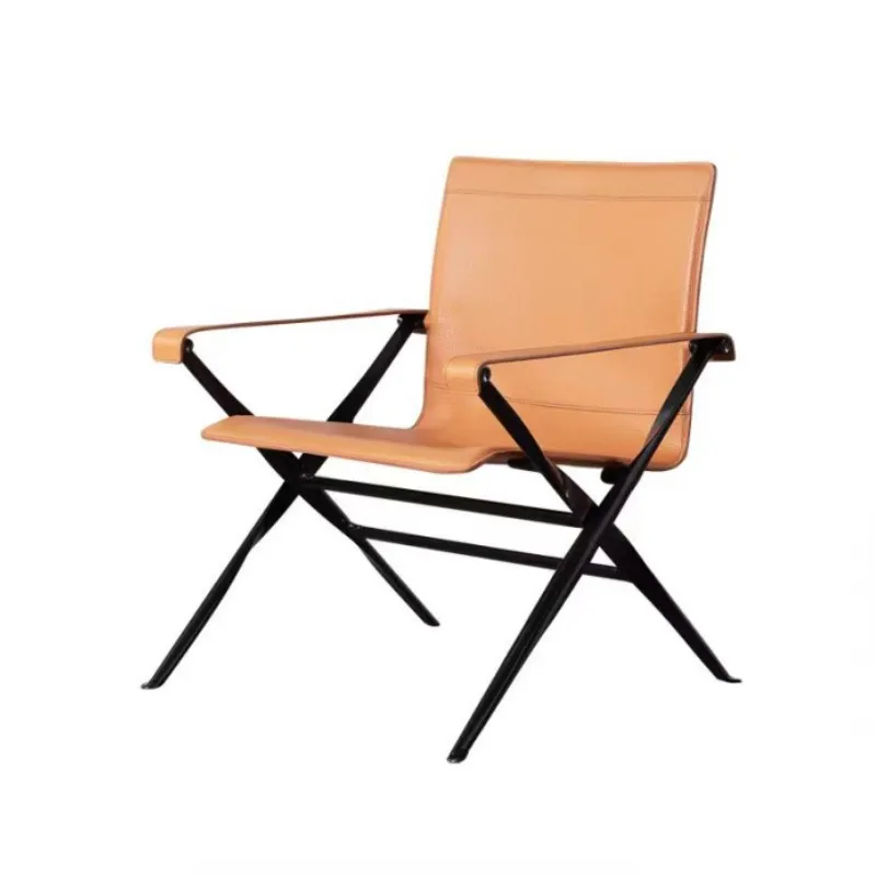 

Italian Minimalist Designer Sofa Chair Villa Saddle Leather Home Business Meeting Leisure