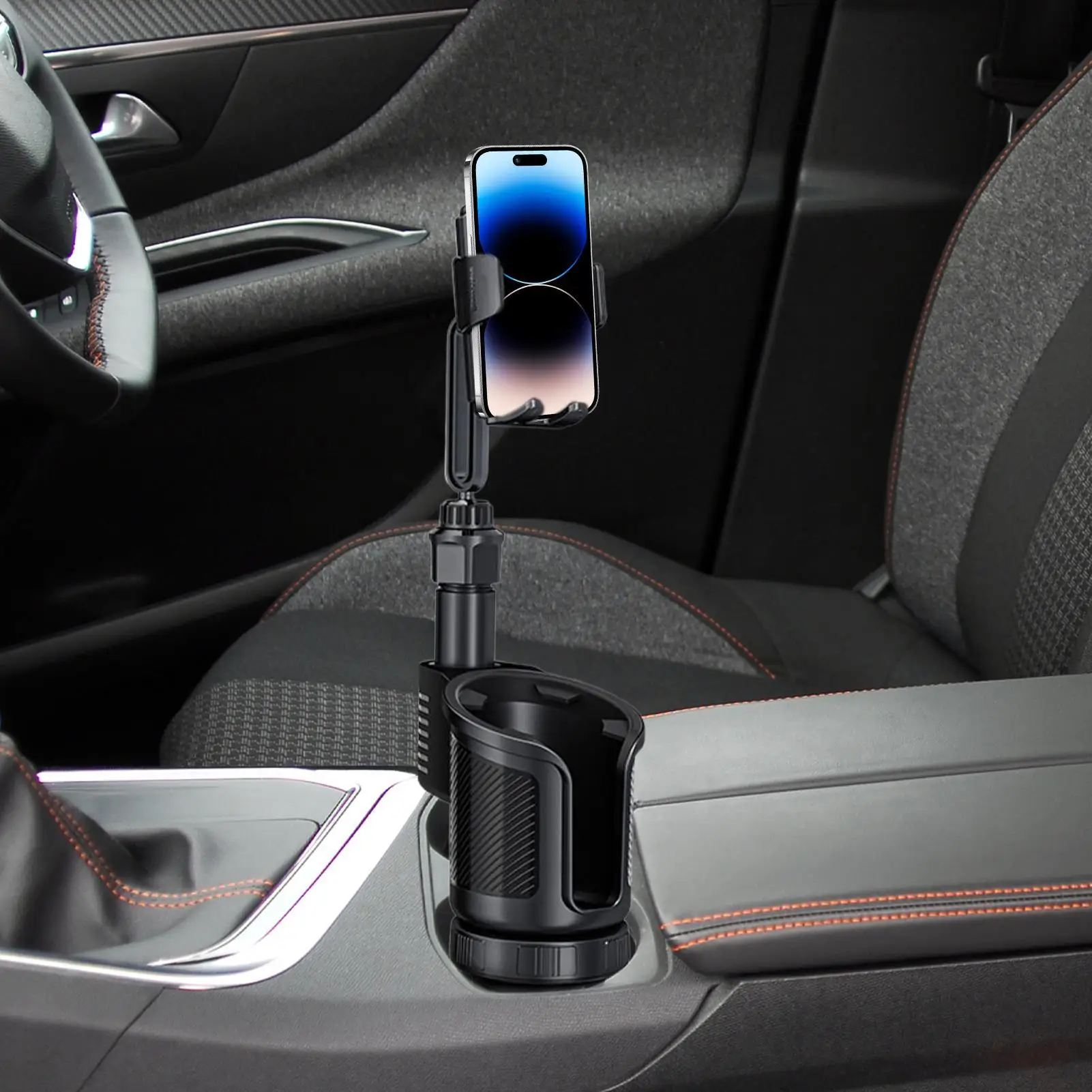 Car Cup Holder 2 In 1 Bottle Extender With Phone Mount 360 Degree Rotation Non-Slip Car Water Bottle Holder For Vehicle Truck