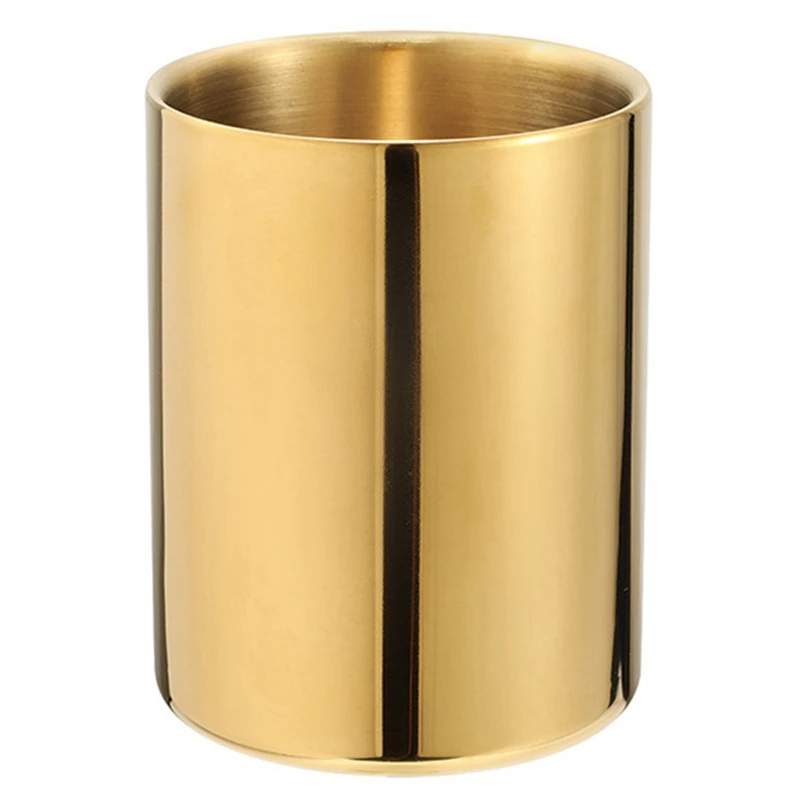Pencil Cup Holder Desk Organizer Gold Pen Pot Pen Holder Container Desktop Stationery Organizer Table Vases Flower Pot-A07G