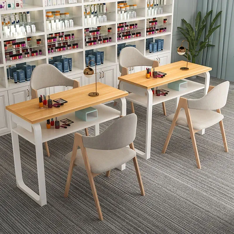 

Wrought Iron Nail Tables Japanese Simple Professional Manicure Table Fashion Salon Furniture Beauty Salon Double Table Chair F