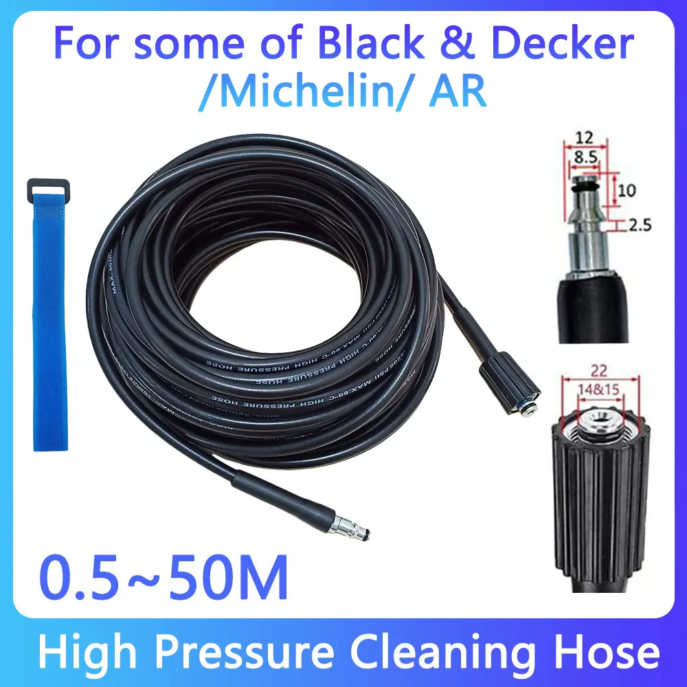 0.5-50M High Pressure Water Cleaning Hose Pipe Cord Kink Resistant  Car Wash Hose For some of Black & Decker/Michelin/ AR