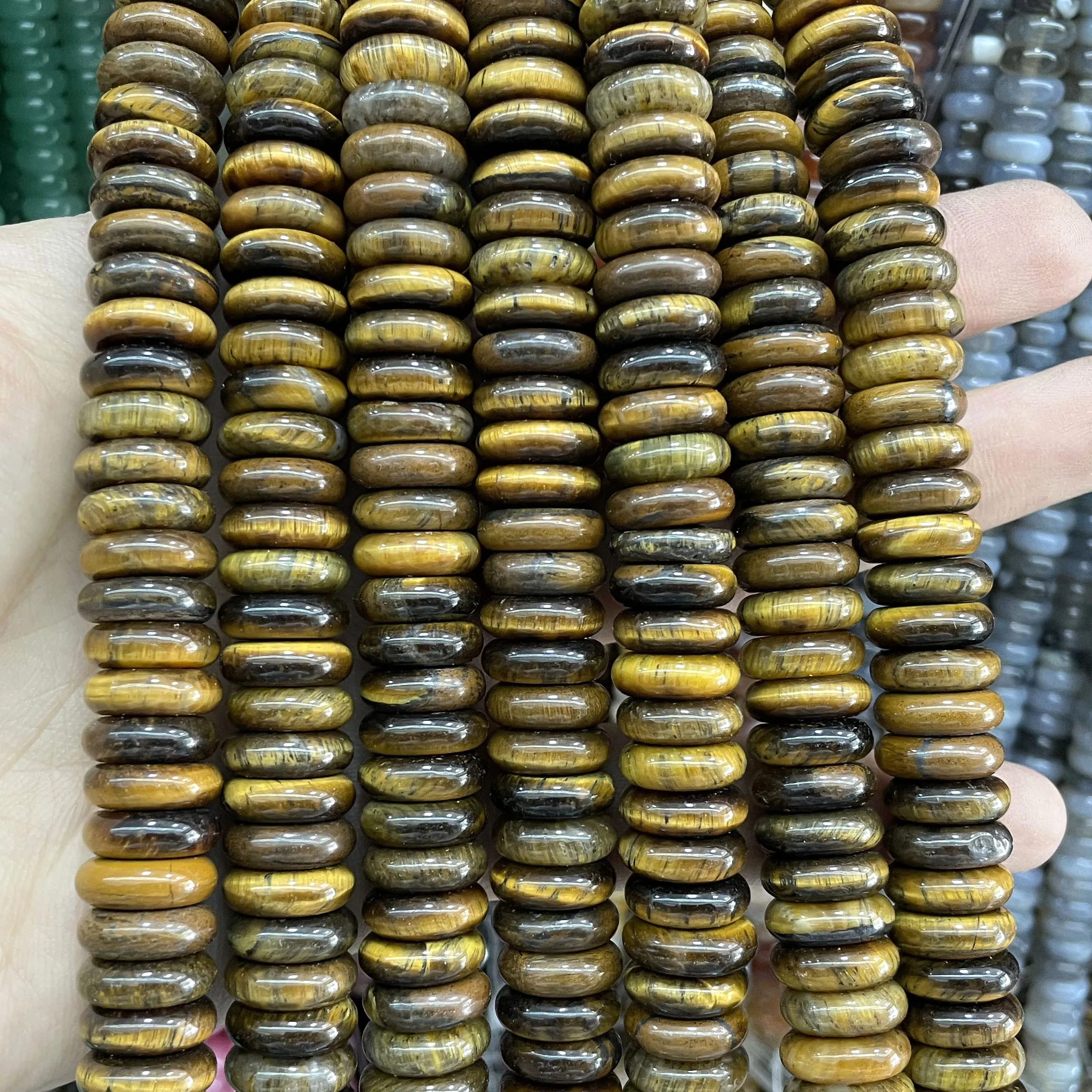 4X12MM Naturstein Rondelle 7 Chakra Quarz Jaspis Achate Flache Runde Spacer Perlen Für Schmuck Machen DIY armband Zubehör – Detail 19