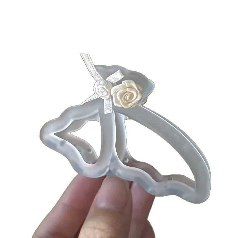 Sheer Rose Decorated Butterfly Hair Clip Versatile Everyday Hair Accessory for Women Top Choice for Birthday Gifts