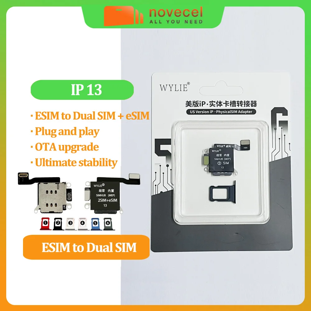 Wylie Built-in MEP Integrated Card Slot Finished Flex Cable for iPhone 13 US Version ESIM to Dual Physical SIM+eSIM