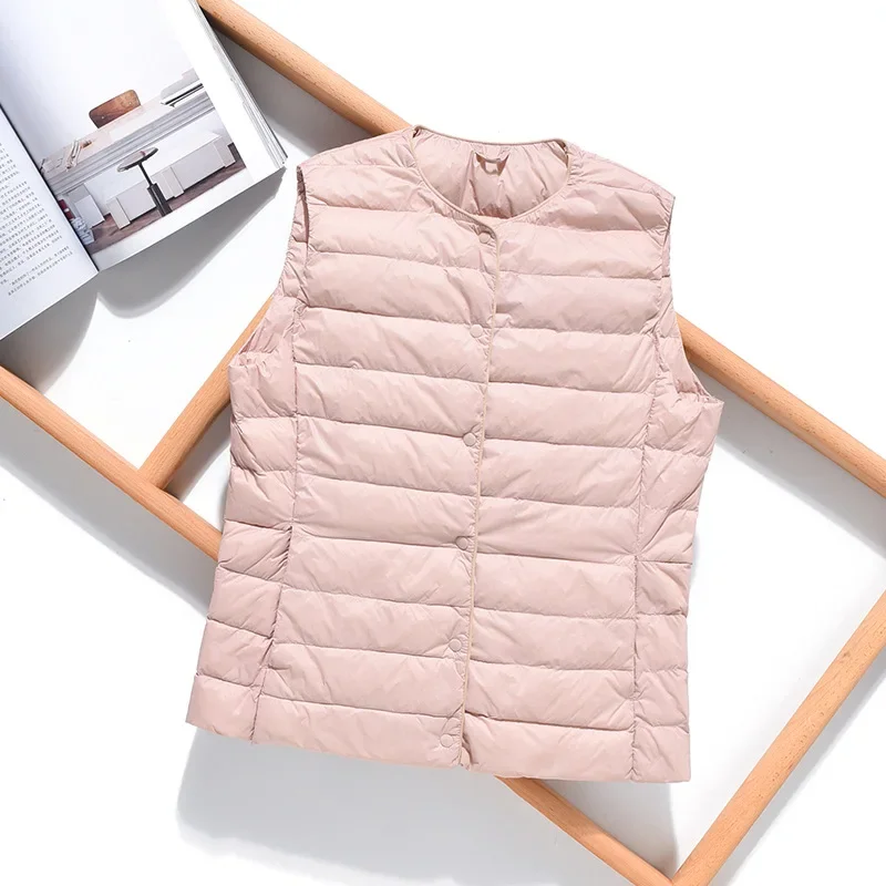 2024 New Chinese and Korean fashion Light White Duck Down Outerwear Women Vest Thin Coat Women Duck Down Sleeveless Jacket