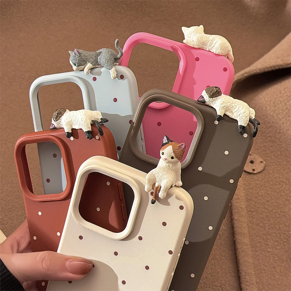 Halloween 3D Cartoon Cute Cat Mini Phone Case for iPhone 16 15 14 13 Pro Max 12 11 Pro Plus Shockproof Soft Cover