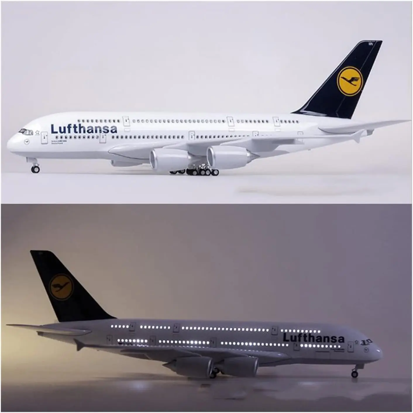 Scale Alloy Aircraft Model 1/160 Scale 50.5CM Airline Airbus 380 A380 Lufthansa Airplane Model Plane Diecast with LED Collection