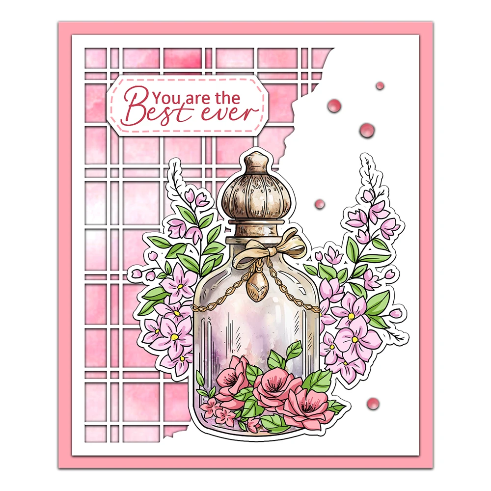 Mangocraft Perfume Bottle Flower Retro Metal Cutting Dies Clear Stamps Stencils HOT Foil Plate DIY Scrapbooking For Cards Albums view 2