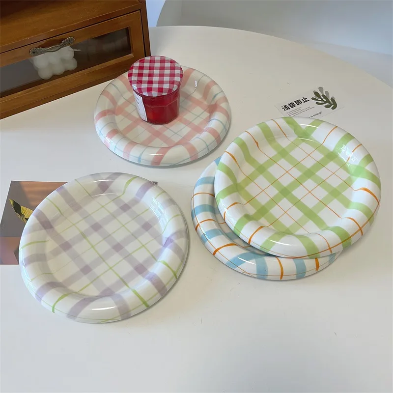 Cute Korean Ceramic Plate Unique Plate For Cake Food Dinner Breakfast Dessert Salad Decorative Dish Table Decorations