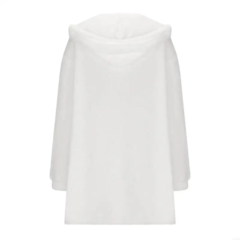 L5YC Women's Large Size Plush Cardigan Casual Hooded Comfortable Lambskin Winter Coat