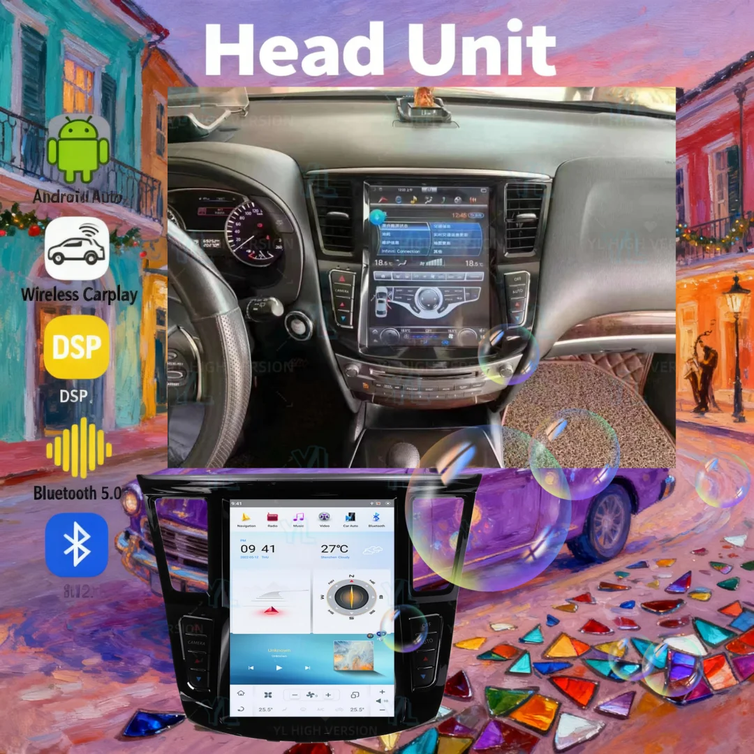 

12,1-дюймовый автомобильный мультимедийный экран Android 14 для Infiniti QX60 2014 ~ 2020 Автомобильный радиоприемник с GPS-навигацией CarPlay Auto DSP Head Unit 4G BT