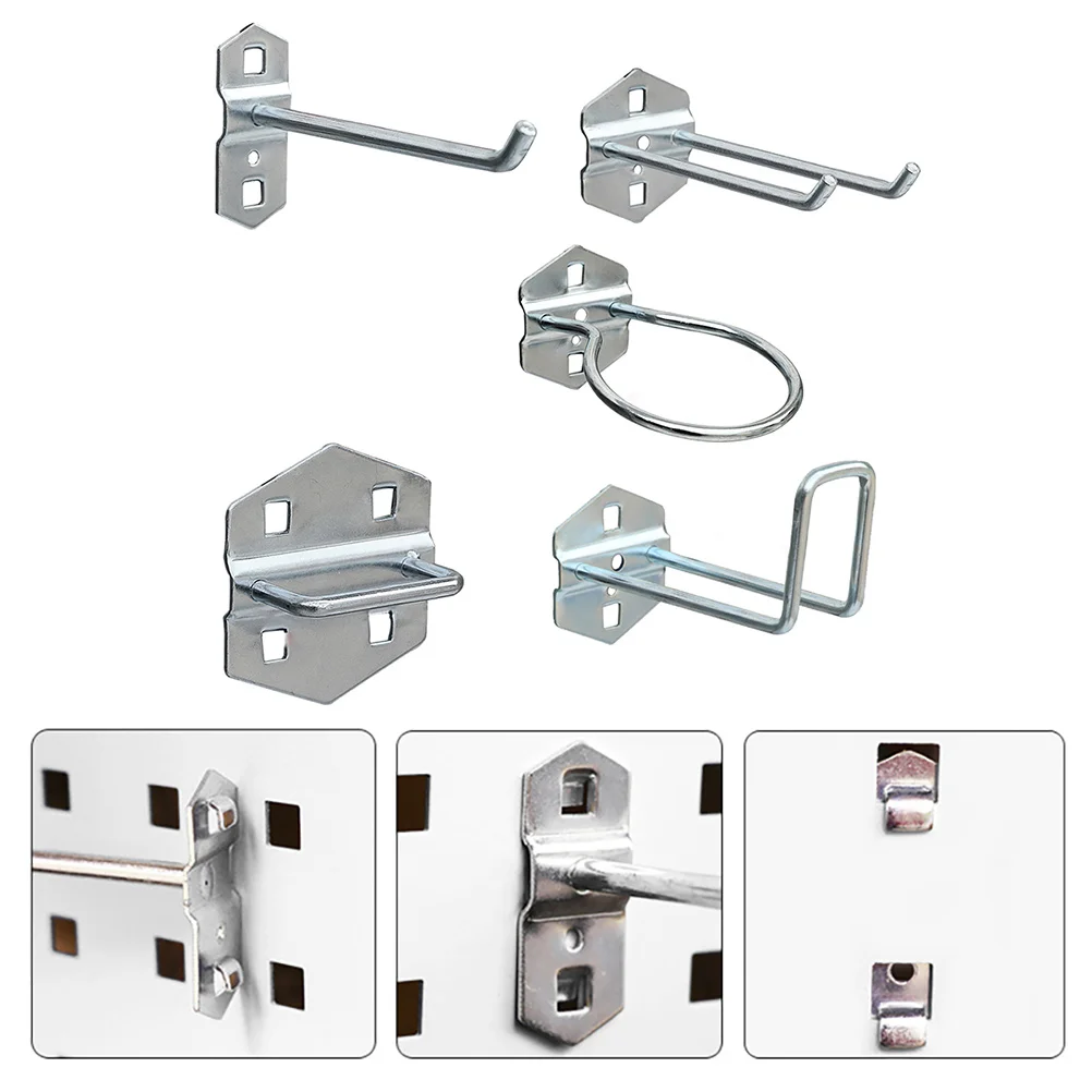 5 Piece Hardware Tool Hook Set Single Slope 100mm Double Slope 60mm 25x55mm U Shape 100mm Wire for Peg Board Shelving