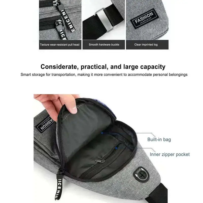 Mens Sling Backpack Crossbody Shoulder Backpack Chest Sling Backpack Sling Bag Large Capacity Sling Crossbody Bag Portable For