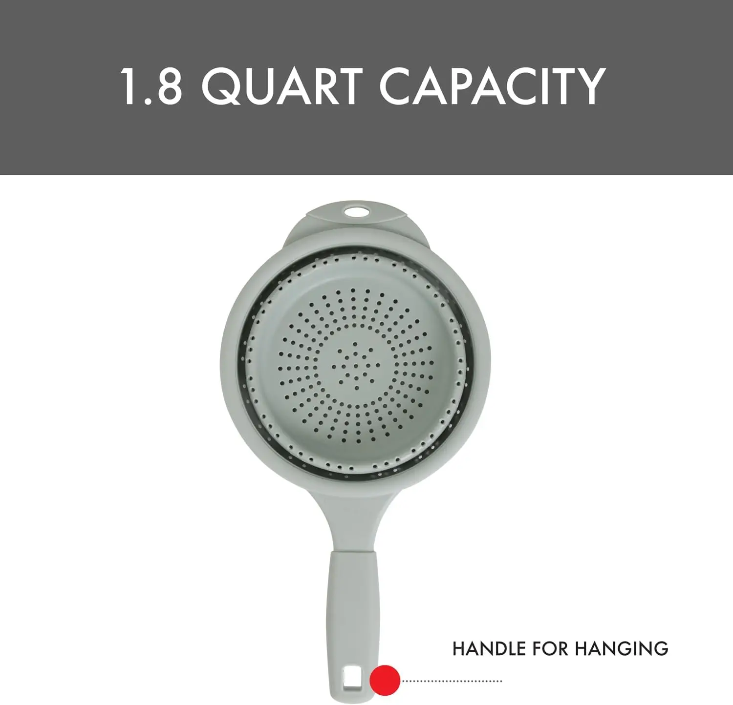 Coador de silicone dobrável de 8" em sálvia, filtro de cozinha com alças, capacidade de 7,2 xícaras |   Sem BPA, resistente ao calor, espaço-Sav