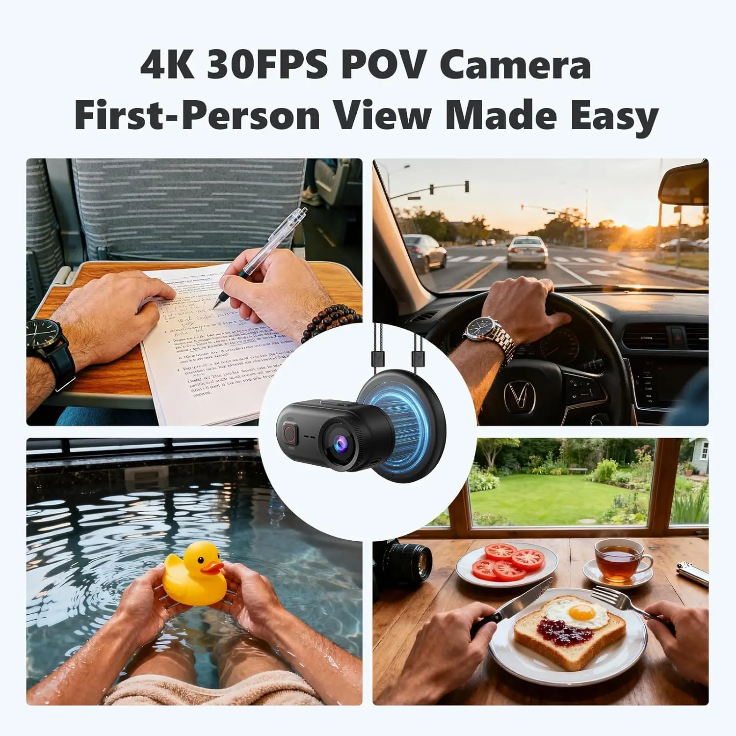 Compact 4K Action Camera with 10-Meter Waterproof Body, Built-in 64GB Storage, Wearable Thumb-Size Cam for Hands-Free POV Recording, Magnetic Mount Perfect for Running, Cycling, Swimming, and Hiking view 5