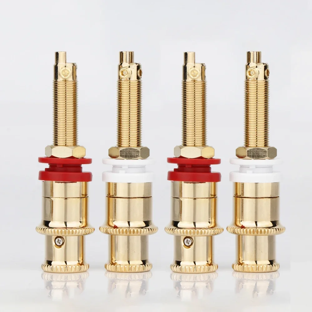 Preffair Speaker Binding Post Gold Plated Brass Female Banana Jack Socket 24k Gold plated connector hifi audio AMP Terminal