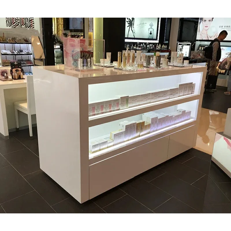 custom.Cosmetic Counter Table Skincare Display Stand Quality Fashion Display Furniture Makeup Shop