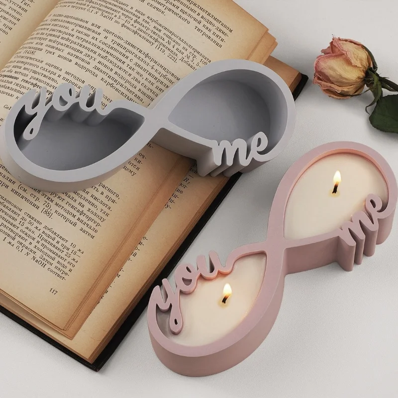 DIY You Me Couple Candle Cup Mirror Silicone Molds Gypsum Aromatherapy Container Jewelry Storage Can Resin Mold Home Handicrafts — zdjęcie 3