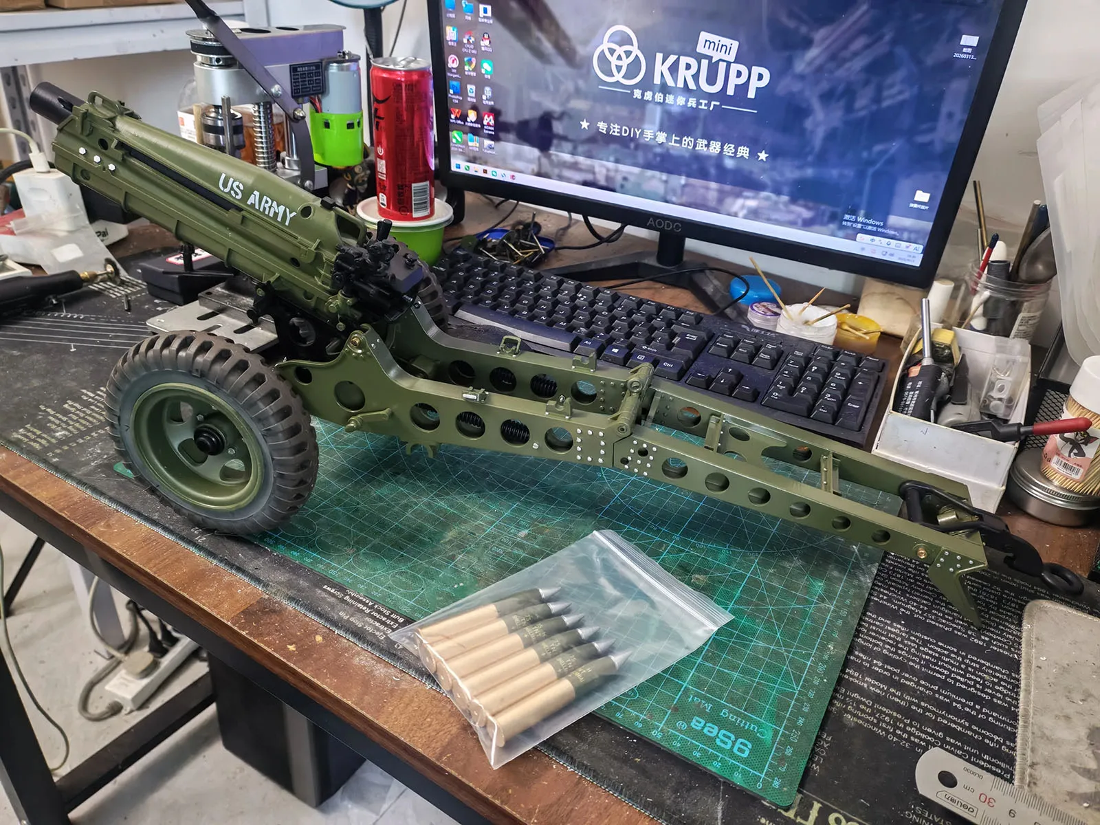1/6 Scale WW2 Full-Sim US M1A1 75mm Pack Howitzer Model, Rubber Tires, Nylon & Resin 3D Prints, Military Collector's Item