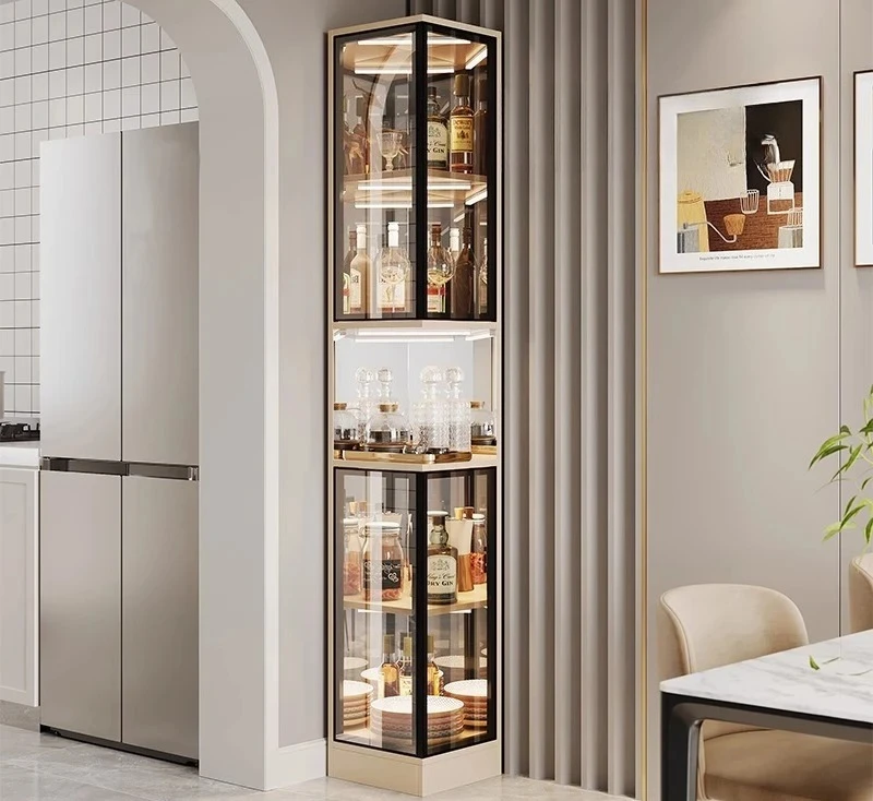 

New solid wood glass wine cabinet, living room corner display cabinet, household side cabinet custom light luxury rack