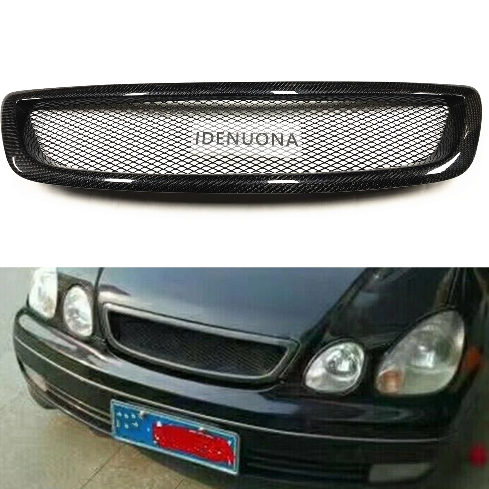 Front Grille Grill For Lexus GS300 GS400 GS430 1998-2005 F Sport/Toyota Aristo JZS160 161 1997-2005 Carbon Fiber/Fiberglass Mesh