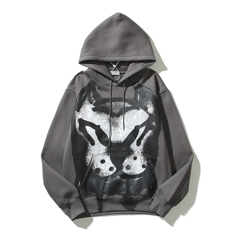 

Top Quality Cartoon Dog Head Graffiti Hooded Couples Y2k Streetwear Men Harajuku Punk Men Clothing Anime Clothes Streetwear Men