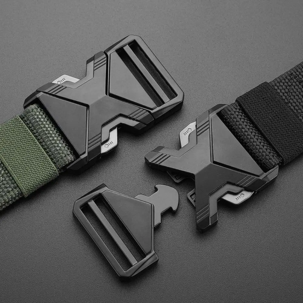 Durable Multi Function Men's Canvas Belt Breathable Thickened Quick Release Waistband Outdoor Workwear Belt