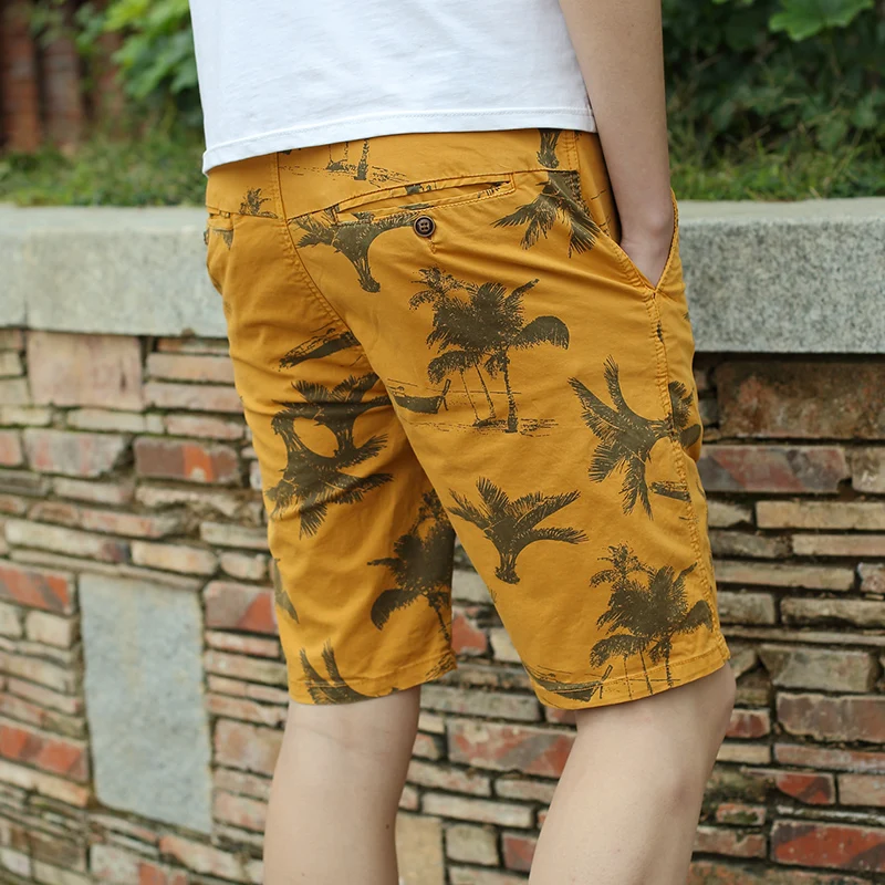 2024 Summer New Simple and Trendy Men\'s Elastic Waist Pocket Slim Fit Leisure Sports Capris Pure Cotton Camo Beach Shorts