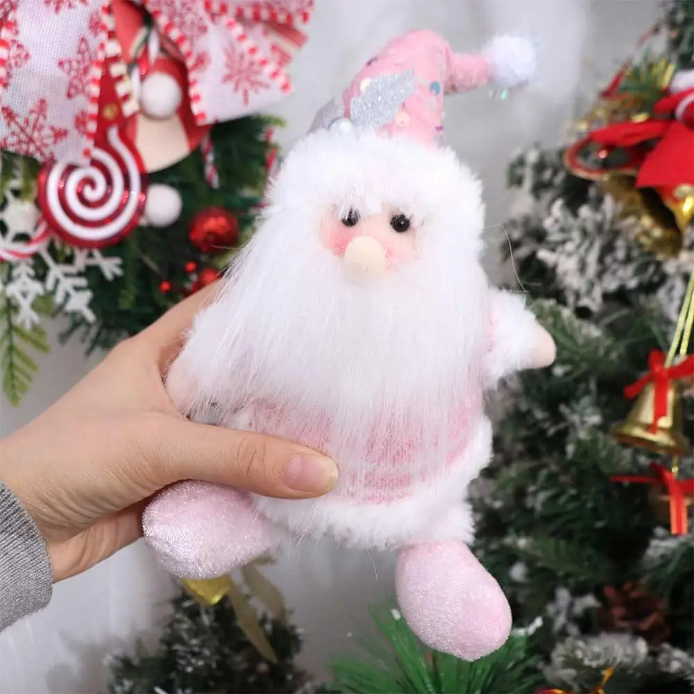 Tabletop Christmas Snowman Realistic Sitting Knitted Elk Snowman Fluffy Ins Christmas Pink Decorations Santa Claus Gifts