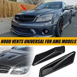 Carbon Fiber Look/Glossy Black Car Engine Hood Vent Air Louvers For Mercedes For Benz W204 C63 W205 W207 W212 W213 For AMG Sedan