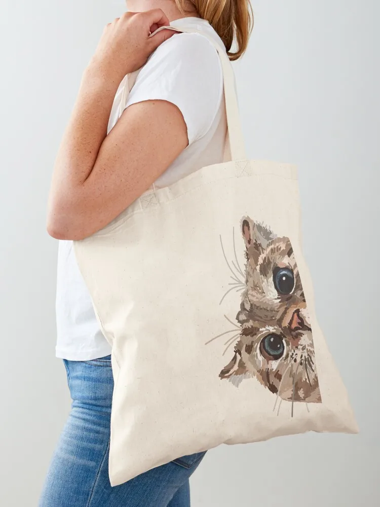 تطل على شكل قطة حمل الحقائب الفاخرة النساء شخصية حمل قماش حمل الحقائب المتسوق حقيبة المرأة قماش #1